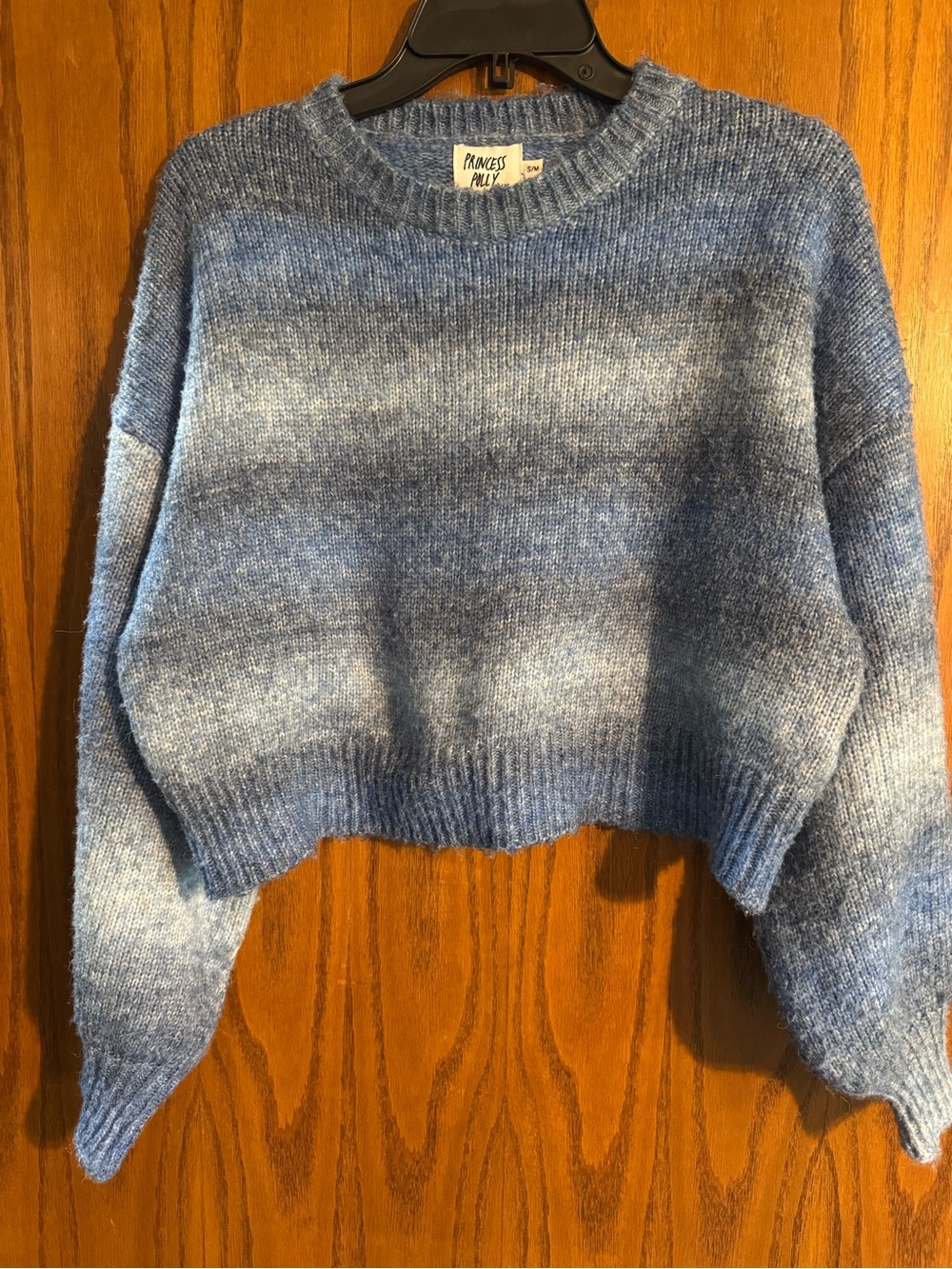 Princess Polly Blue Ombre Cropped Crewneck Sweater